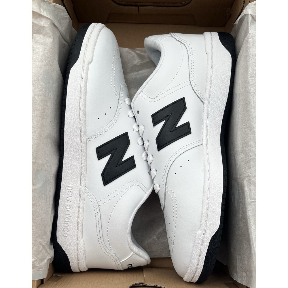 New Balance Mens BB80 Casual Leather Sneakers Size 8 White Black Low Top Fashion - Picture 3 of 12